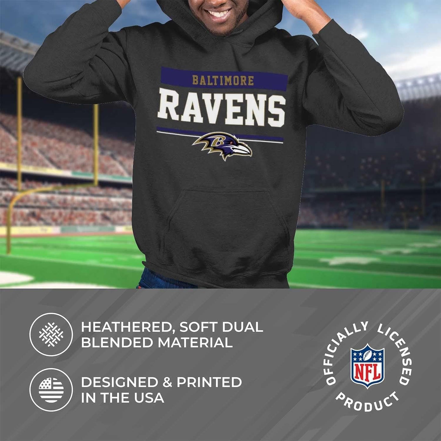 NFL Adult Gameday Charcoal Hooded Sweatshirt - Cotton & Polyester Blend - Stay Warm and Represent Your Team