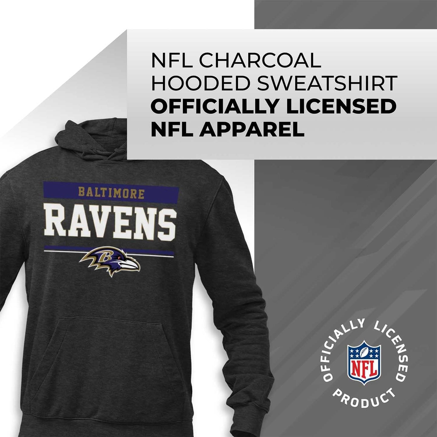 NFL Adult Gameday Charcoal Hooded Sweatshirt - Cotton & Polyester Blend - Stay Warm and Represent Your Team