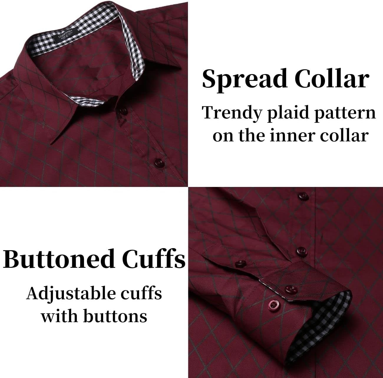 Men'S Business Dress Shirt Long Sleeve Slim Fit Casual Button down Shirt