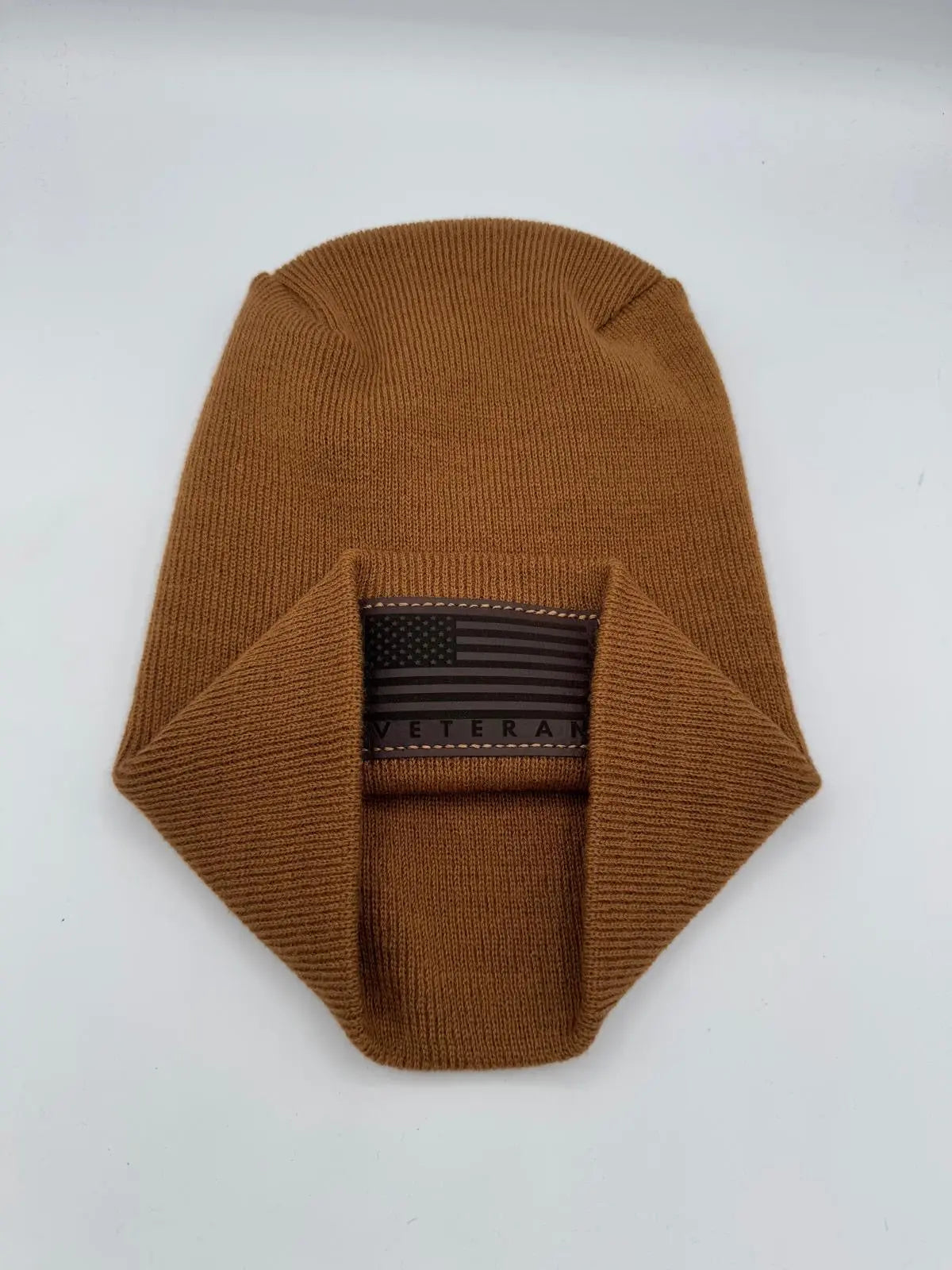 Designed & Made in USA | Veteran Beanie with USA Flag - Patriotic Theta Stitch Cuffed Knit Hat for Men & Women | Limited Edition