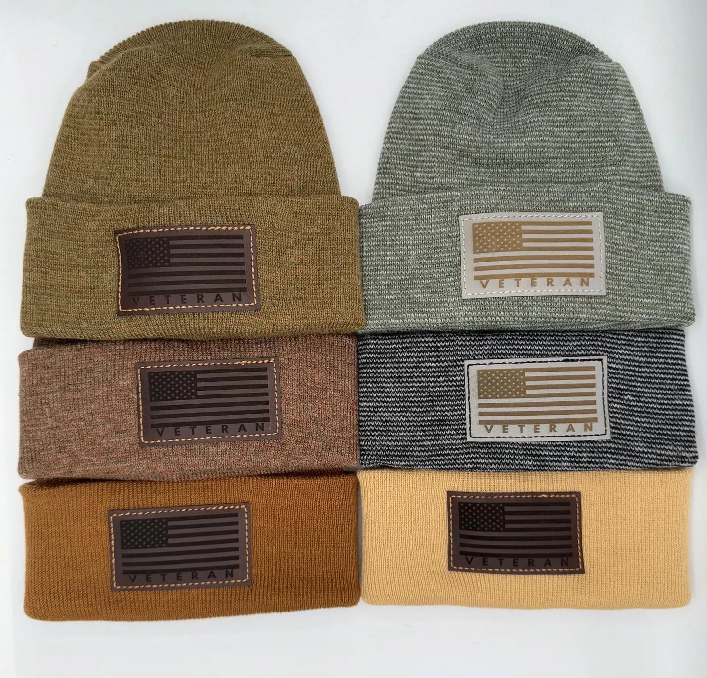 Designed & Made in USA | Veteran Beanie with USA Flag - Patriotic Theta Stitch Cuffed Knit Hat for Men & Women | Limited Edition