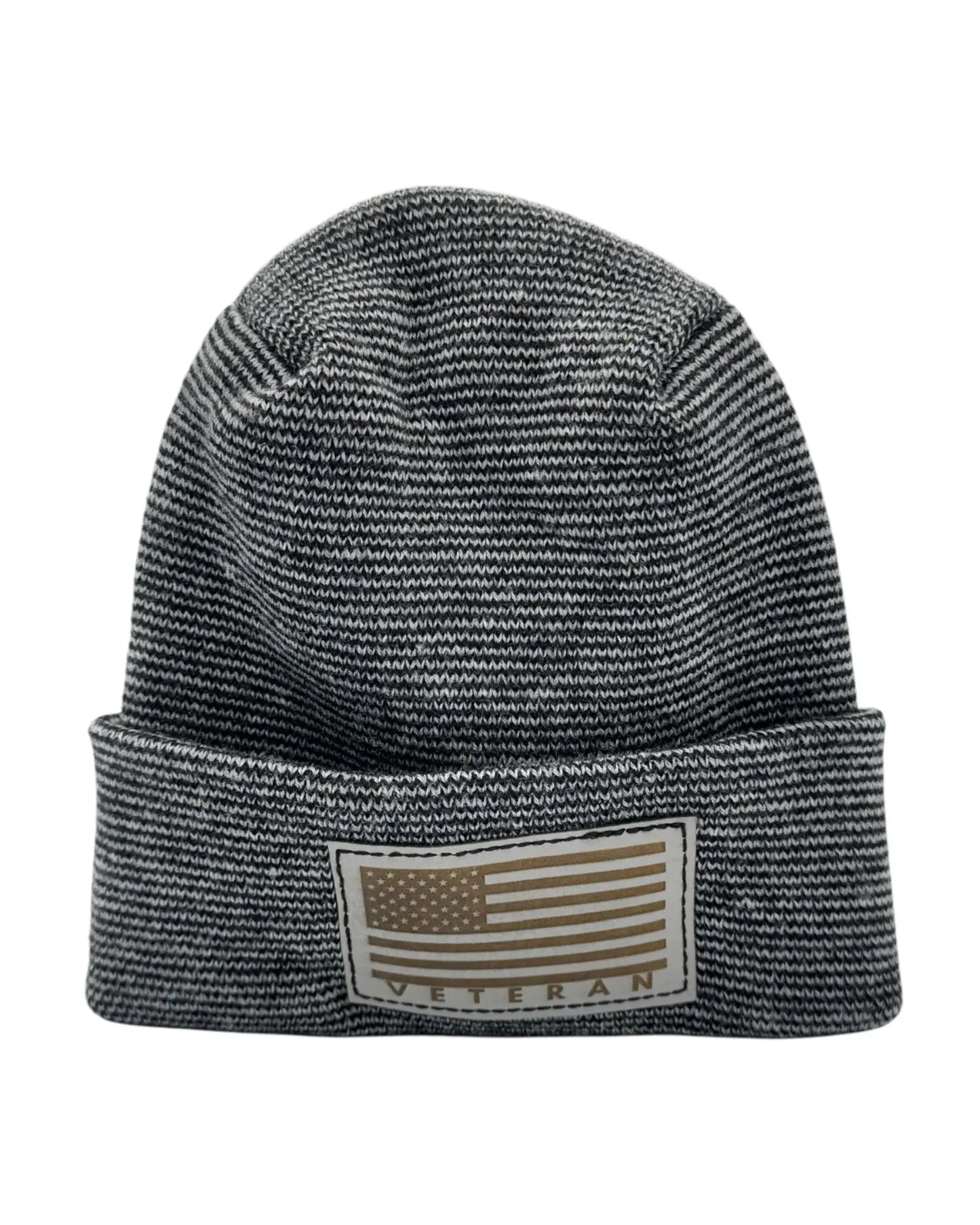 Designed & Made in USA | Veteran Beanie with USA Flag - Patriotic Theta Stitch Cuffed Knit Hat for Men & Women | Limited Edition