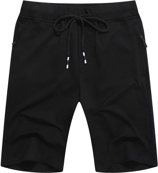 Mens Shorts Casual Drawstring Zipper Pockets Elastic Waist
